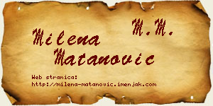 Milena Matanović vizit kartica